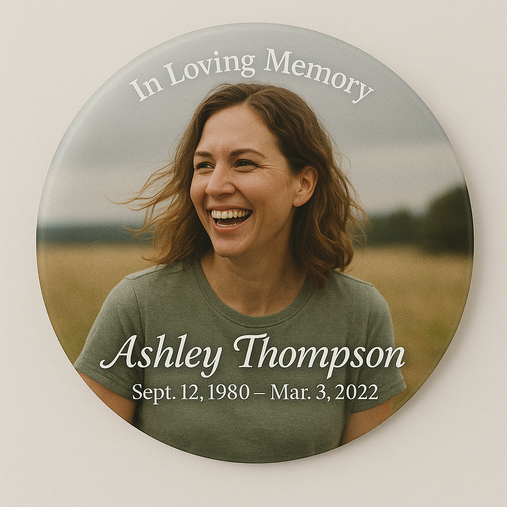 Ashley Thompson memorial button